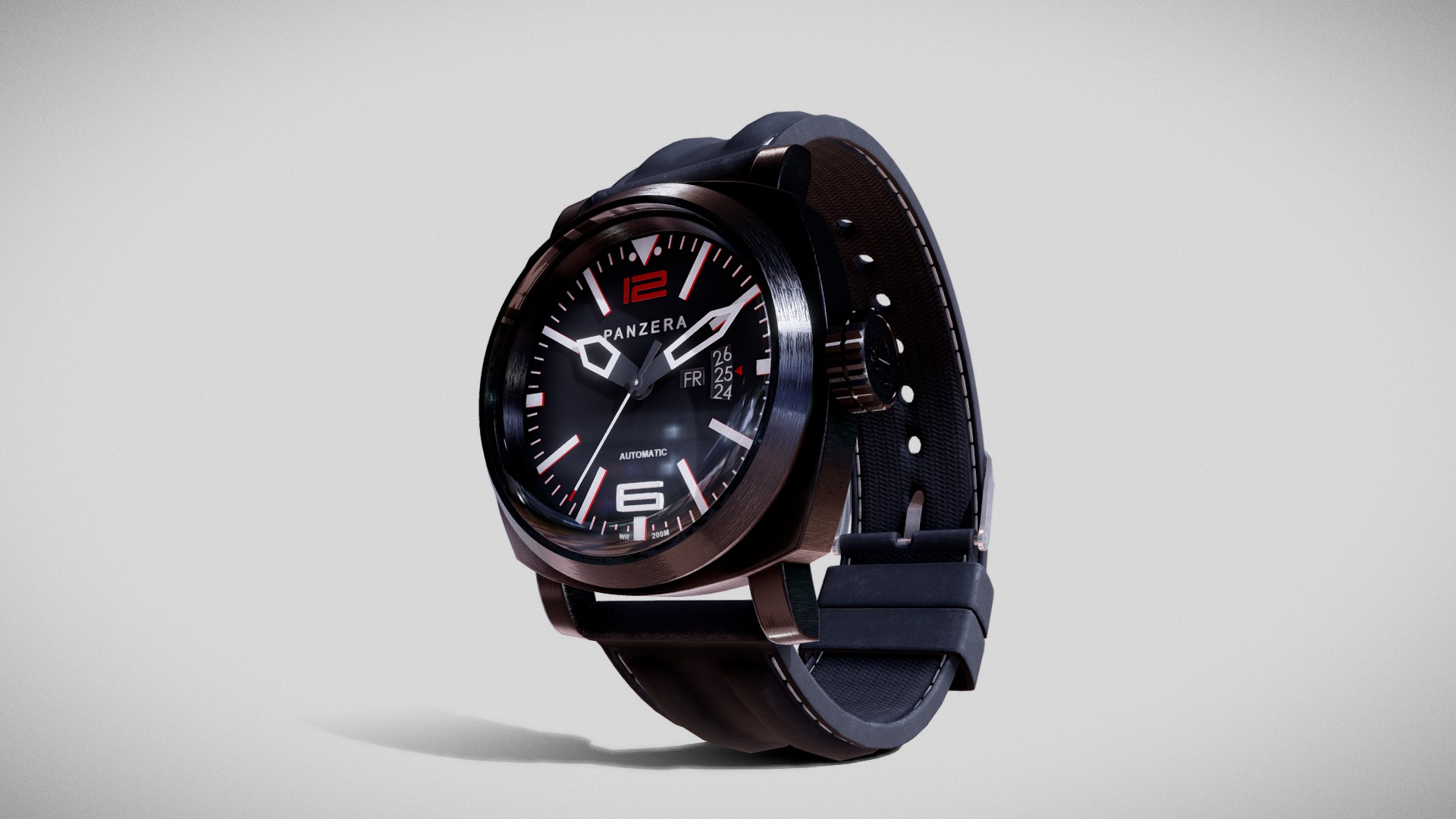 3D model Panzera Watch 2019 - This is a 3D model of the Panzera Watch 2019. The 3D model is about a black wrist watch.