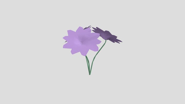 Purple flower bunch 3D Model