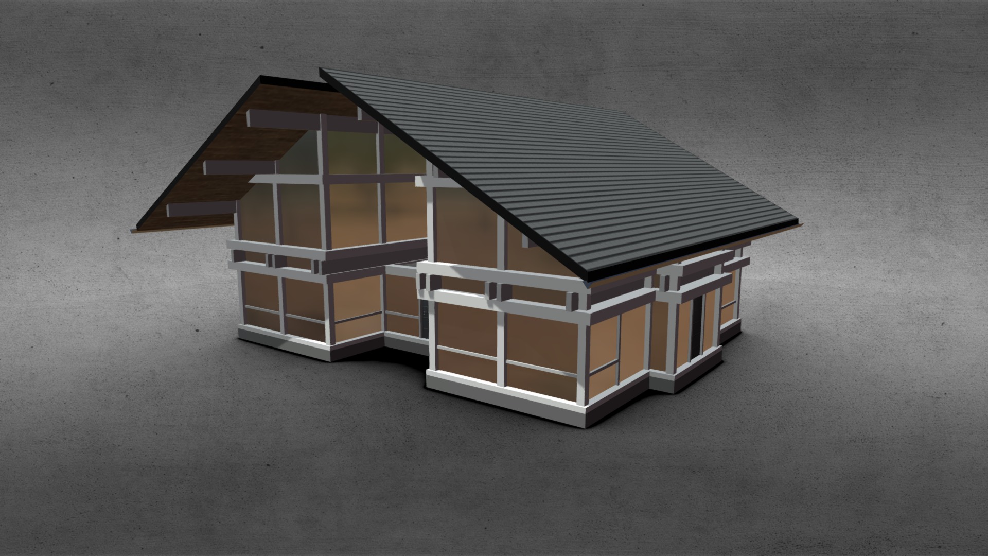 3D model Wood Structure House - This is a 3D model of the Wood Structure House. The 3D model is about a model of a house.