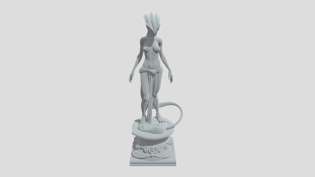 Full body ancient alien reptilian female statue