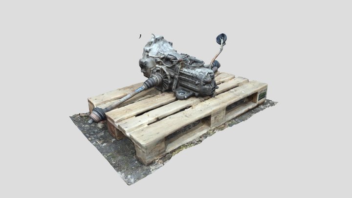 Gearbox on wooden pallet 3D Model