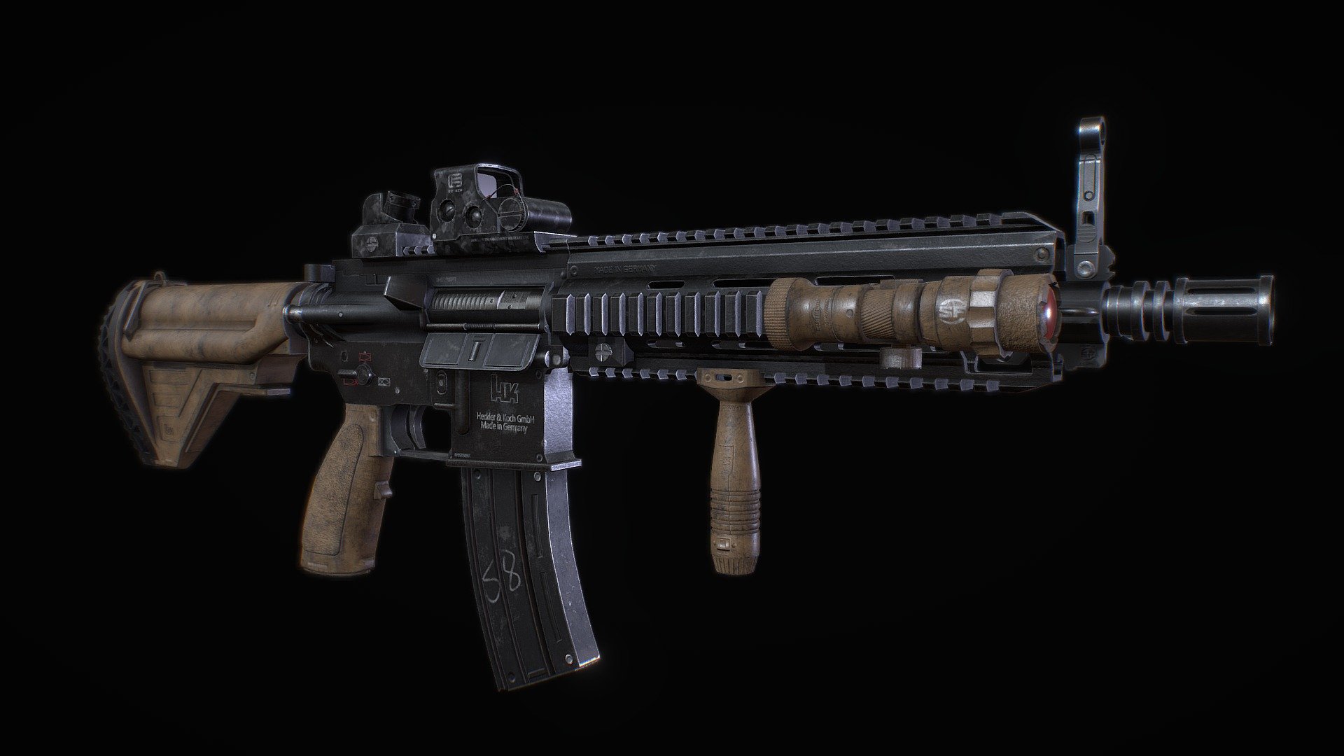1:6 Scale HK416 Assault Rifle Model – 4D Assembly Kit For 12" Action Figures