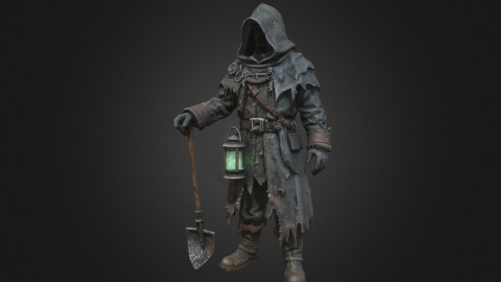 Dark Fantasy Gravekeeper with Lantern – Modelo 3D gratuito STL
