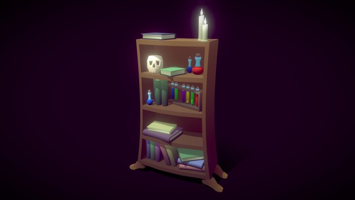 Bookshelf (Low Poly) 3D Model