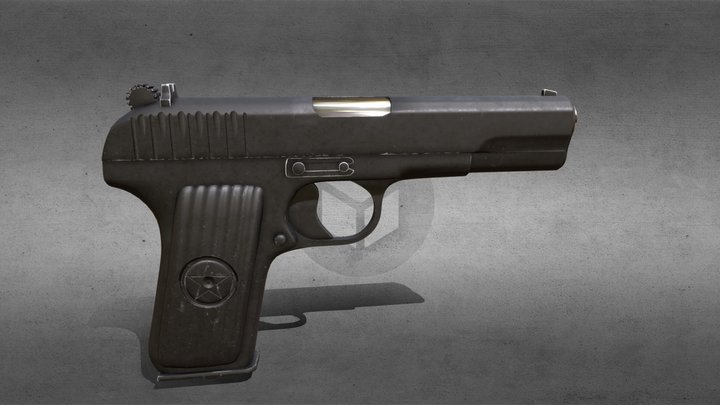 Hand Gun Pistol For Games High Quality 3D Model