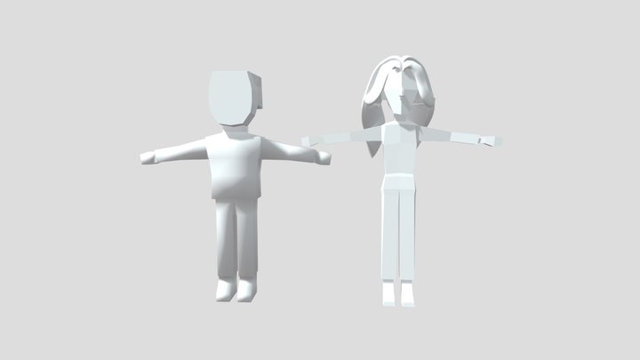 WIP: Character Models (side-by-side) 3D Model