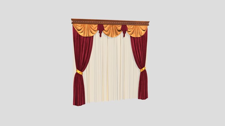 №803 Curtain  3D low poly model for VR-projects 3D Model