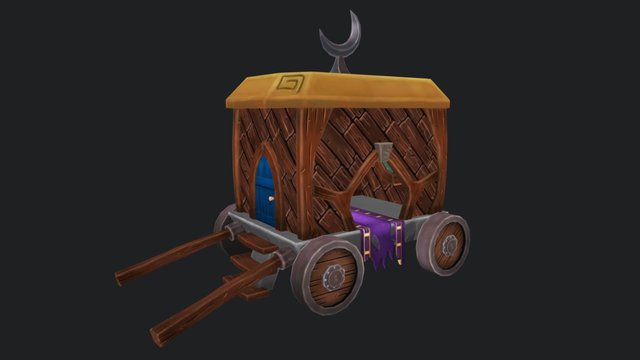Trade Wooden Cart 3D Model