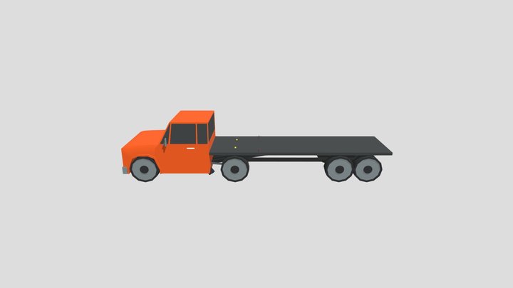 Long Tow Pickup Truck Low-poly 3D Model