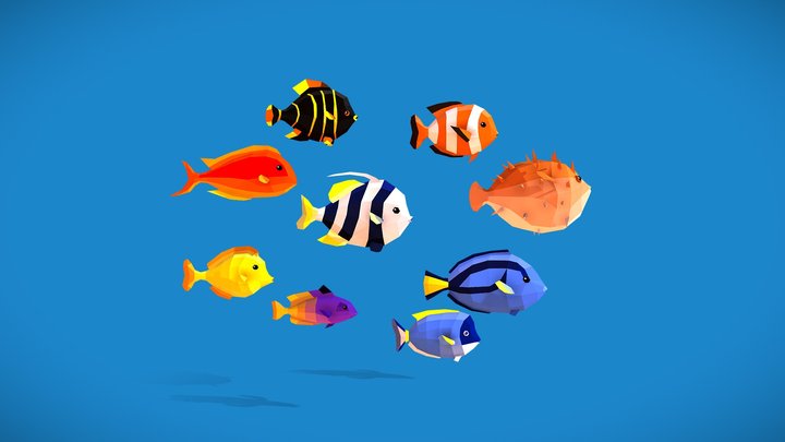 Low Poly Sea Fish with Animations and Scripts 3D Model