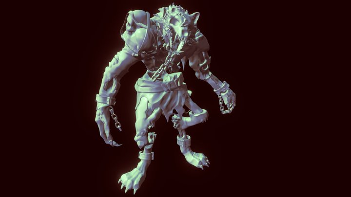Zombie Werewolf-Posed 3D Model