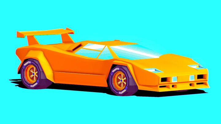 Countach stylized (low-fi) 3D Model