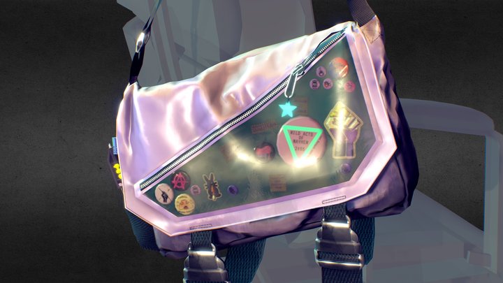 Cyberpunk Bag with Pins 3D Model