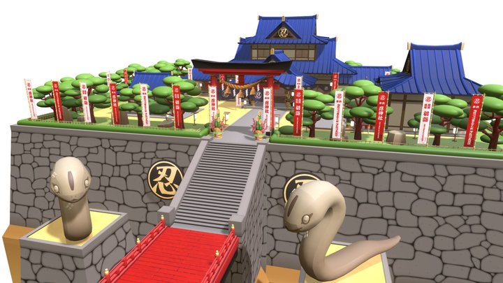 Shinobi Jinja Temple 3D Model