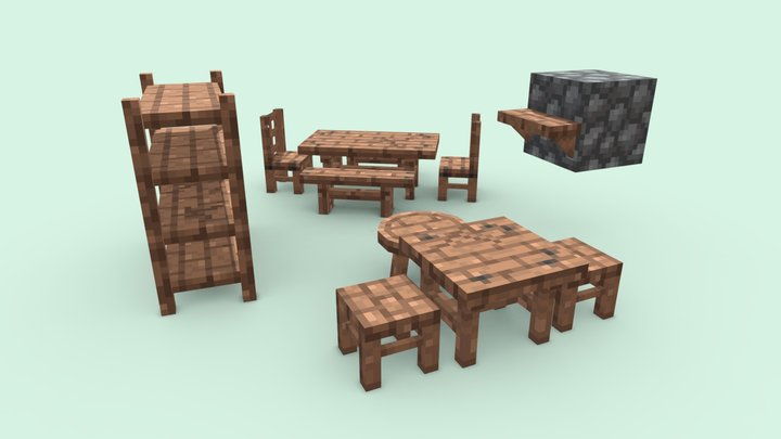 Medieval Wooden Furniture 3D Model