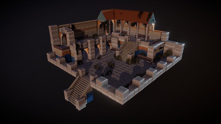 Modular House with Foliage 3D Model