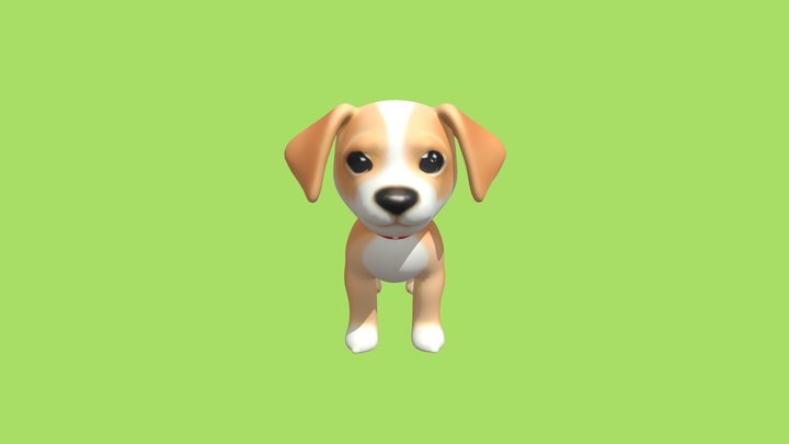 Adorable Cartoon Beagle Dog 3D Model