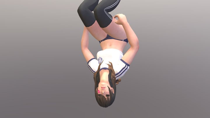 Japanese girl backflip 3D Model