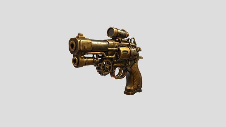 Low poly Steampunk Pistol – Modelo 3D gratuito STL