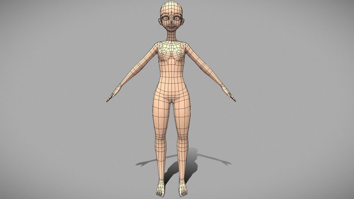 Body Female - Base mesh Lowpoly 3D Model