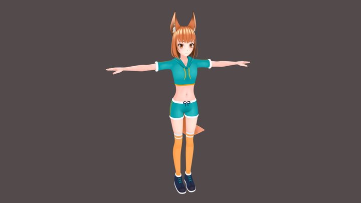 Anime Fox Girl 3D Model