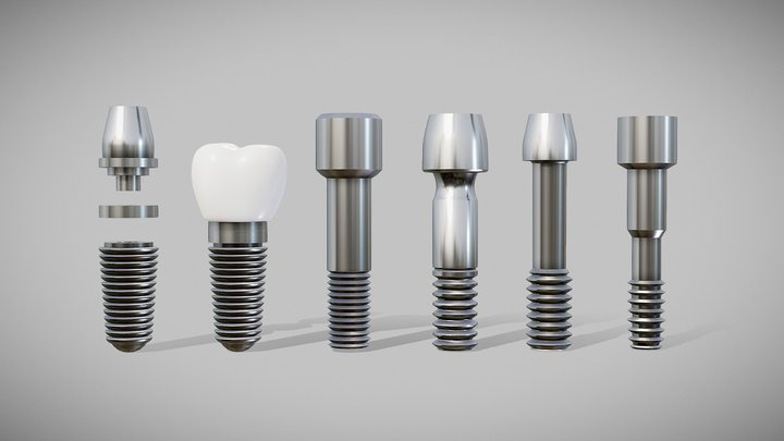 Dental Implant Pack - 6 in 1 3D Model