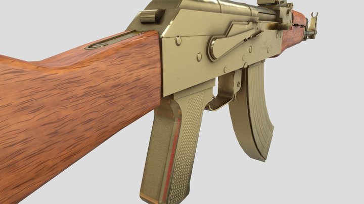 AK47_Golden V01_Low Poly _Game Ready 3D Model