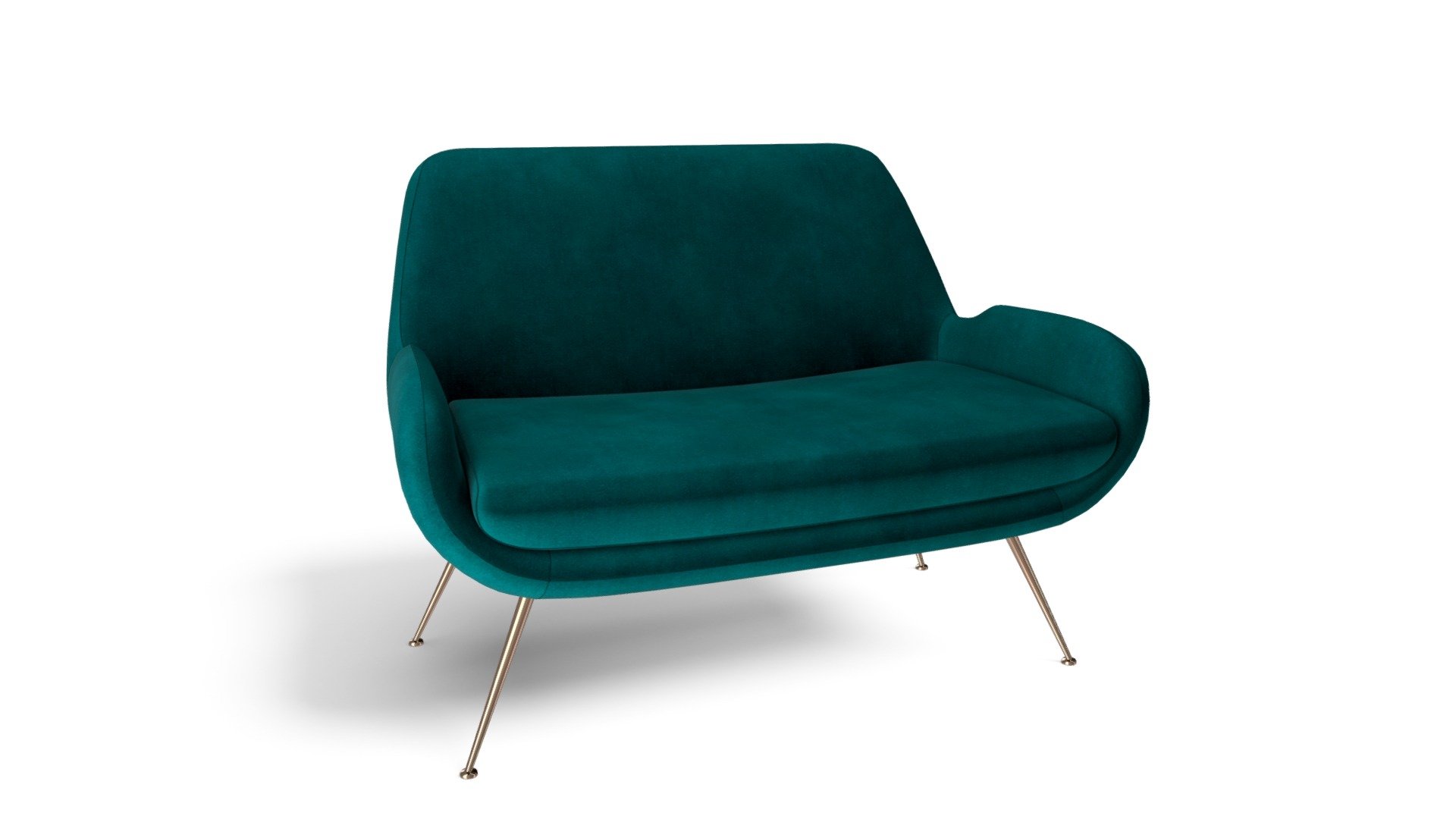 Moby 2 Seater Sofa, Blue Velvet