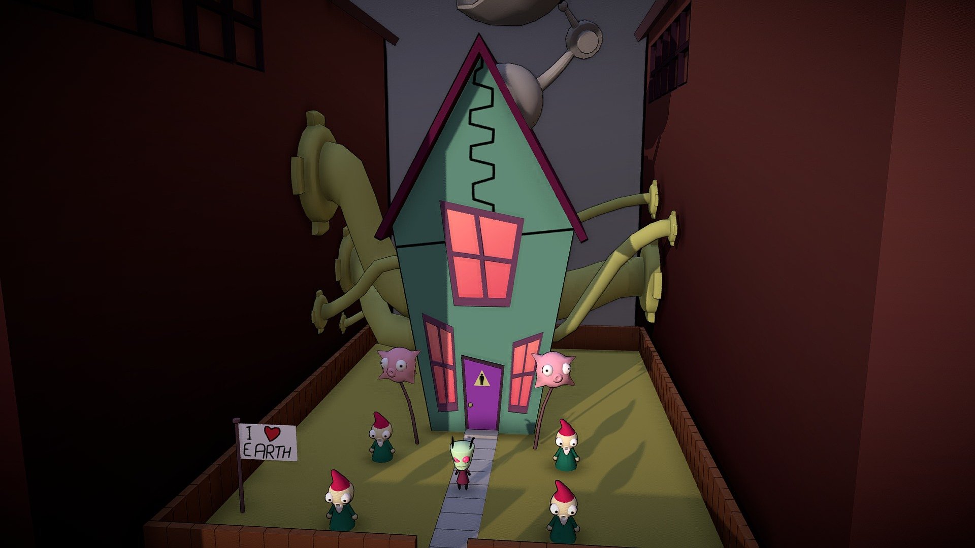 Invader Zim House 3D Model.