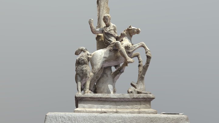 Roman Pig Hunting Scene Statue 3D Model