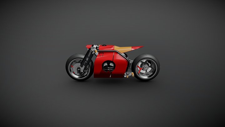 Custom Retrofuturism BMW Cafe Racer 3D Model