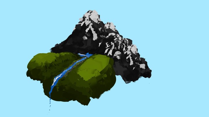 Quill - Mountain River 3D Model