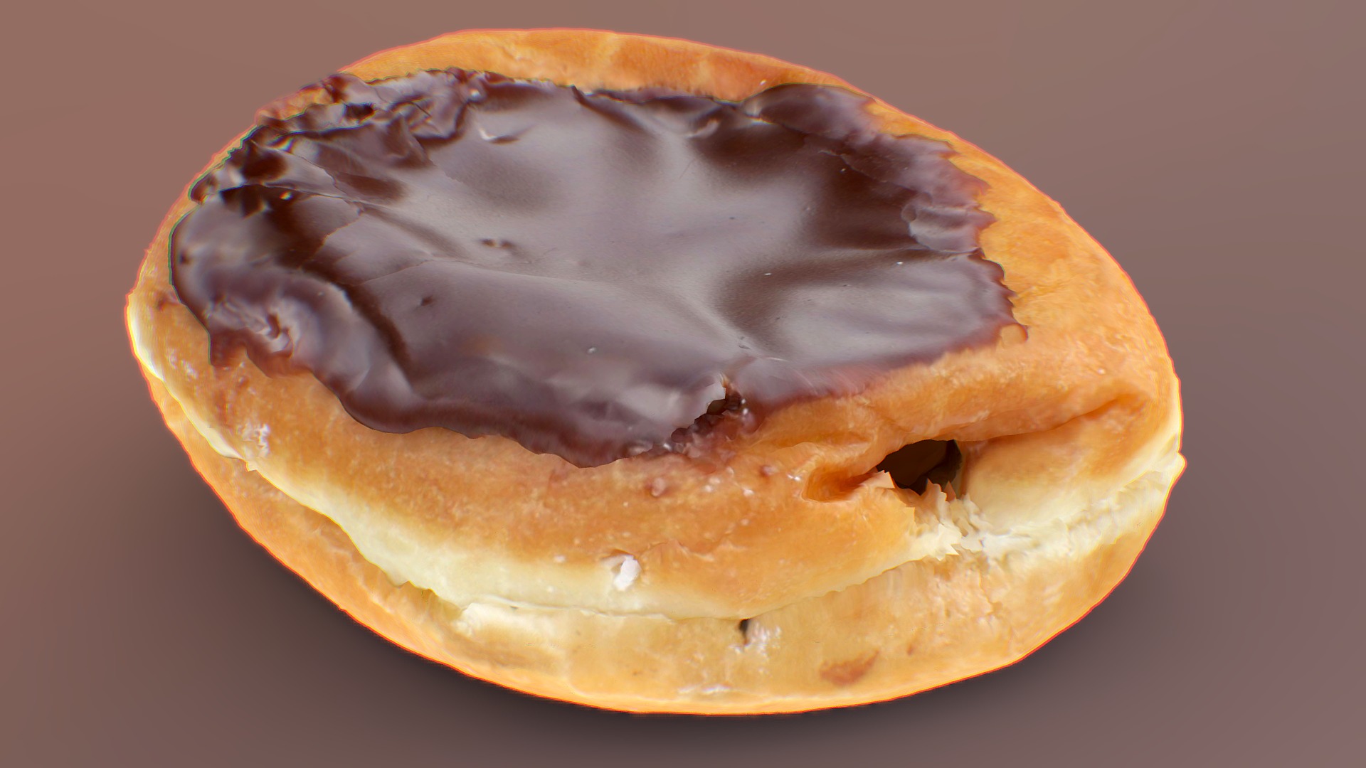 3D model Boston Cream Donut - This is a 3D model of the Boston Cream Donut. The 3D model is about a close up of a donut.