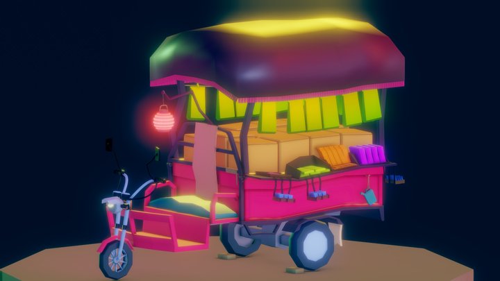 Moto-Roro - Low Poly  Street Vendor 3D Model