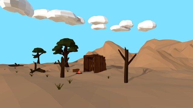 Low Poly Desert Landscape 3D Model