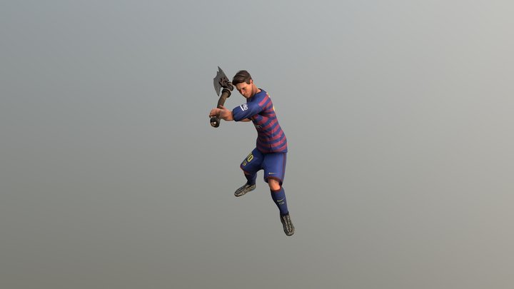 Lionel Messi with an orc axe 3D Model