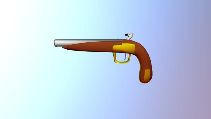 low poly flintlock pistol 3D Model