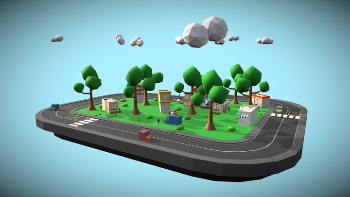 Città Low Poly 3D Model