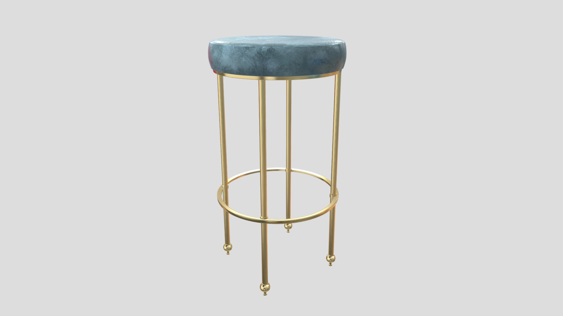 3D model Gold Kitchen Stool - This is a 3D model of the Gold Kitchen Stool. The 3D model is about a blue and white lamp.