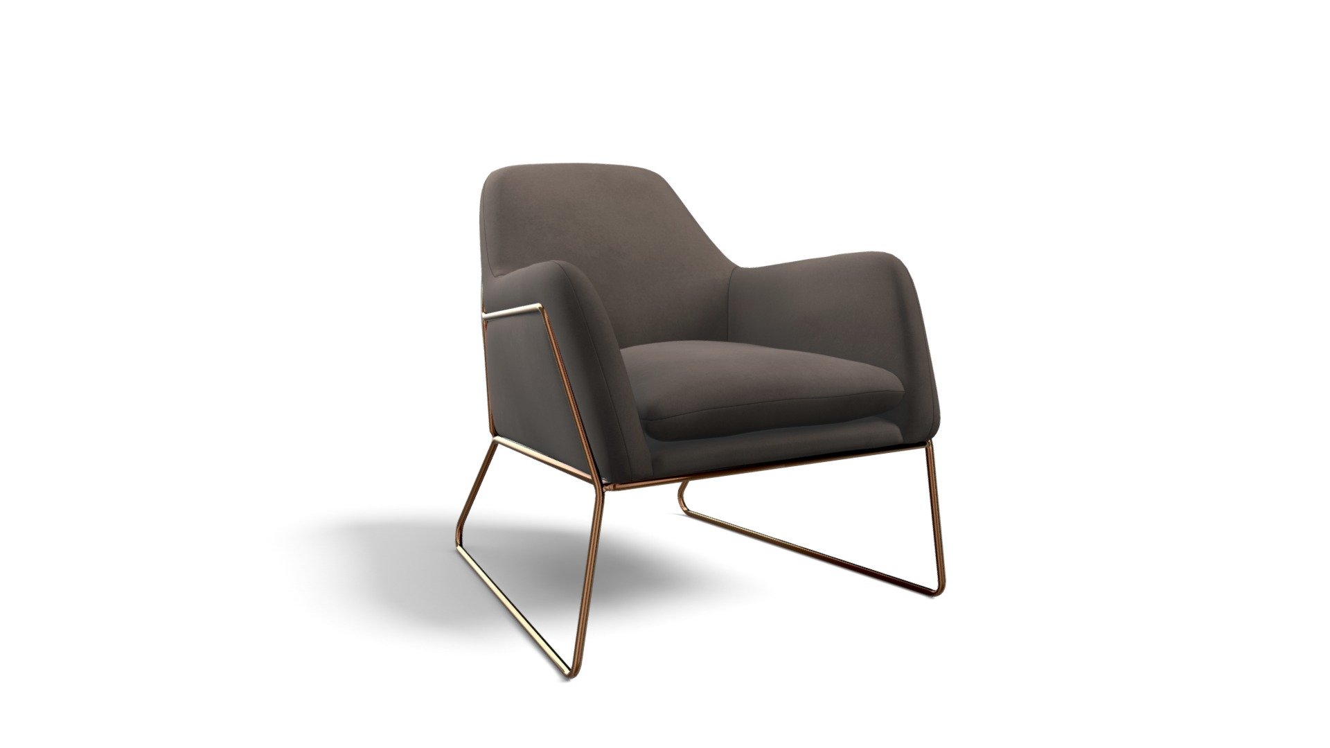Frame Armchair,Concrete Velvet Copper Frame