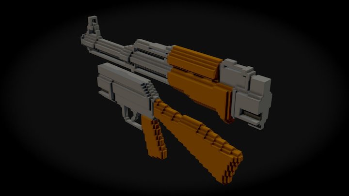 AK47 Voxel 3D Model