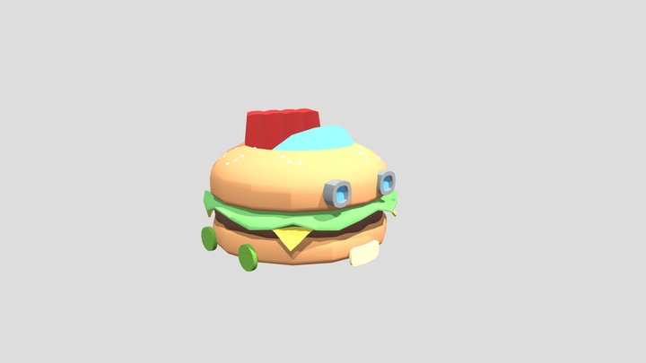 Low Poly Patty Wagon 3D Model