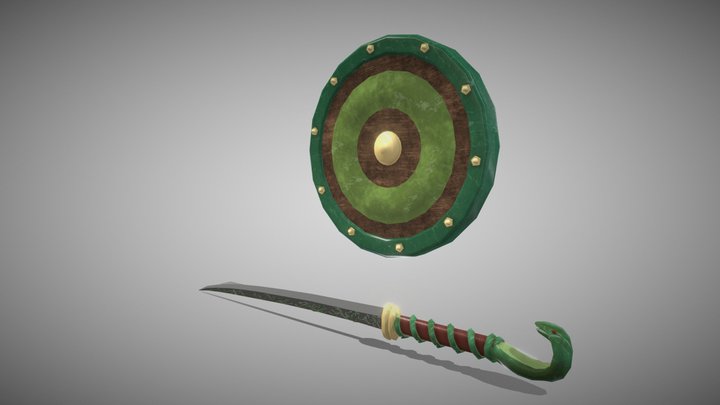 Jade Snake sword and shield 3D Model