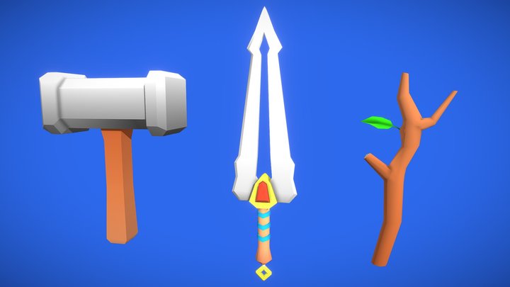 Casual Game Ready Weapon 3D Model