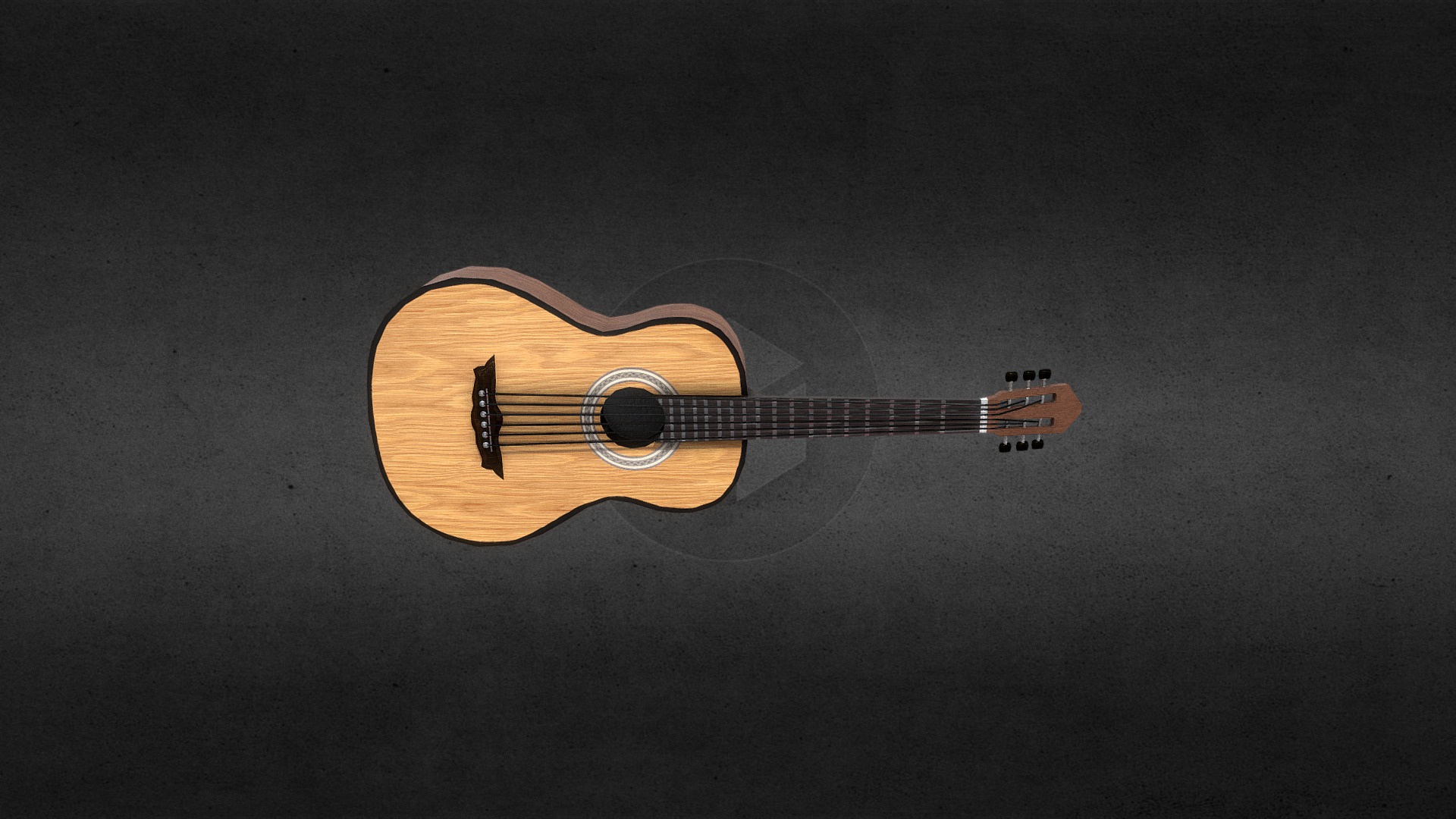 3D model Guitar - This is a 3D model of the Guitar. The 3D model is about a guitar on a black background.