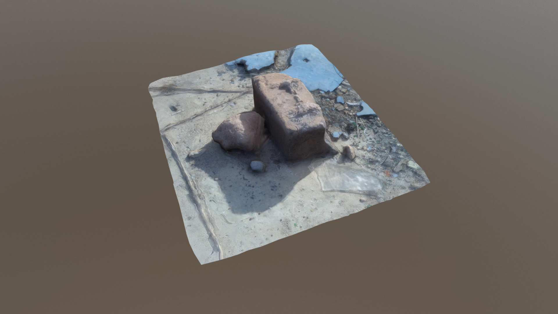 rock in a field photogrammetry low poly