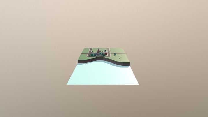 Coastal Town Low Poly 3D Model