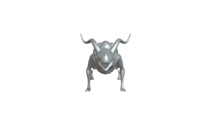 Alien quadrupedal creature with horns 3D Model