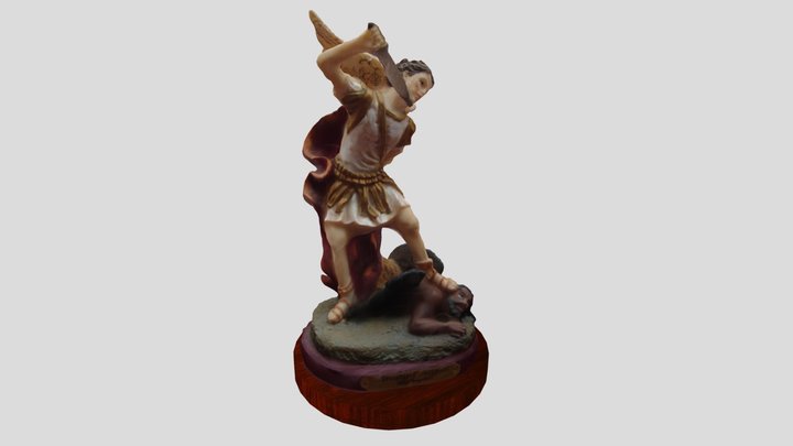 Figurine of Archangel Michael treading the devil 3D Model