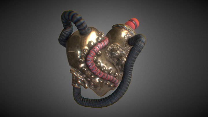 Steampunk Stylized Heart 3D Model